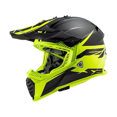 LS2 Fast Evo Roar Mat Siyah-Neon Sar Cross Kask