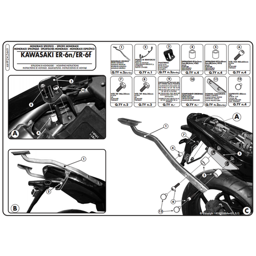 KAPPA KZ449 KAWASAKI ER-6N - ER-6F 650 (09-11) ARKA �ANTA TA�IYICI