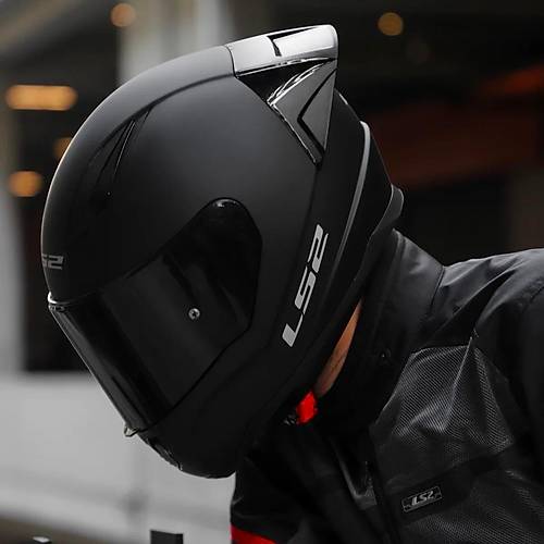 LS2 RAPID 2 R MAT SYAH MOTOSKLET KASKI SYAH VE EFFAF VZR + SPOLER