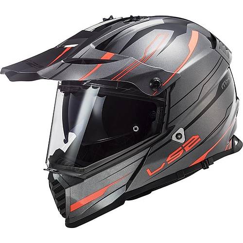 LS2 Pioneer Evo Knight Titanium-Turuncu Cross Kask