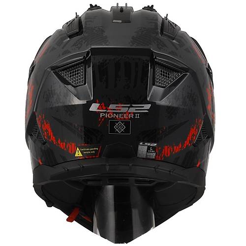 LS2 Pioneer 2 Crazy Mat Siyah-Gri-Krmz Cross Kask