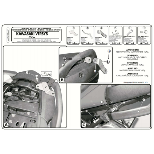 KAPPA KZ447 KAWASAKI VERSYS 650 (06-09) ARKA �ANTA TA�IYICI