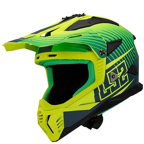 LS2 Fast 2 Duck Kros Kask Yeil Neon Sar
