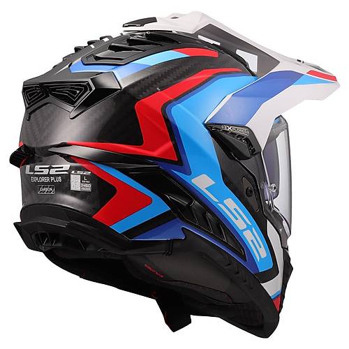 LS2 Explorer C Karbon Frontier II Beyaz-Mavi Cross Kask