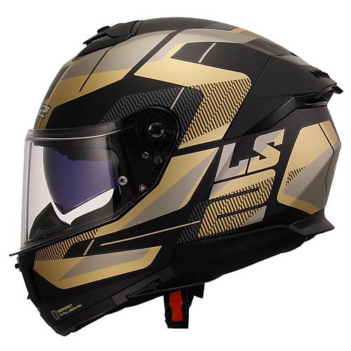 LS2 Stream 2 Road Mat Siyah-Gold-Gri Kapal Kask