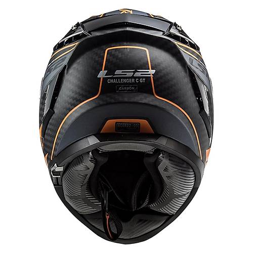 LS2 Challenger C Karbon Grid Mat Karbon-Turuncu Kapal Kask