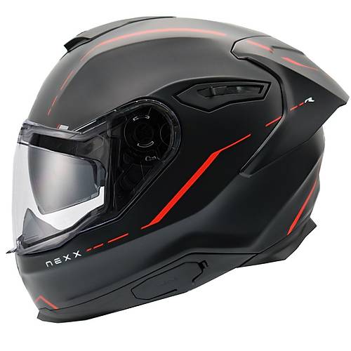 NEXX Y.100R REACT MAT S�YAH-KIRMIZI KASK