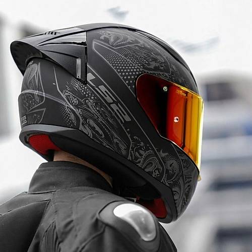 Ls2 Rap�d 2 Race Crypt Mat Siyah Kask (�ridyum K�rm�z� Viz�r + Spoiler)