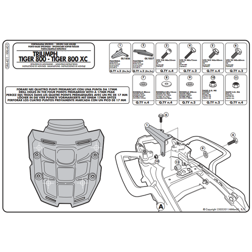 KAPPA KR6401 TRIUMPH TIGER 800 - 800XC-XR (11-20) ARKA �ANTA TA�IYICI