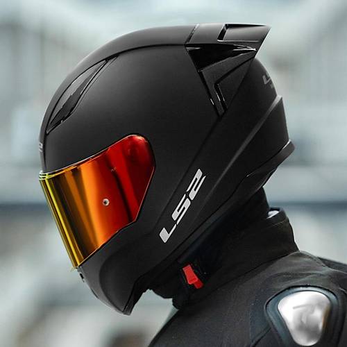 LS2 RAPID 2 R MAT SYAH MOTOSKLET KASKI IRIDIUM KIRMIZI VE EFFAF VZR + SPOLER