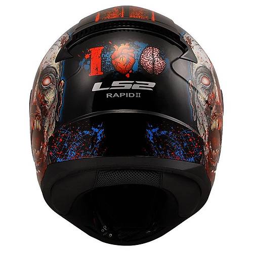 LS2 RAPID 2 ZOMBIE SYAH-KIRMIZI KASK