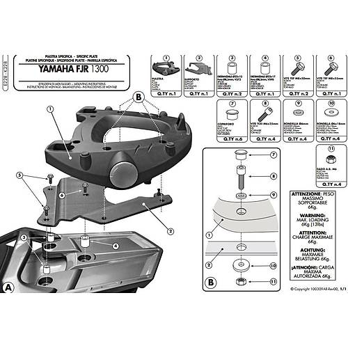 GIVI E228 YAMAHA FJR 1300 (06-24) ARKA �ANTA TA�IYICI