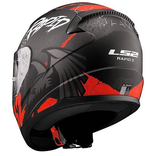LS2 RAPID 2 RAVEN MAT S�YAH-BEYAZ-KIRMIZI KASK