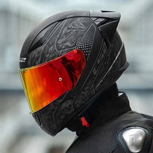 Ls2 Rap�d 2 Race Crypt Mat Siyah Kask (�ridyum K�rm�z� Viz�r + Spoiler)