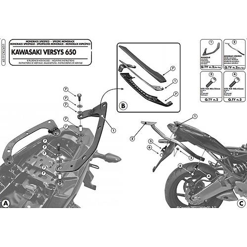 GIVI 451FZ KAWASAKI VERSYS 650 (10-14) ARKA �ANTA TA�IYICI