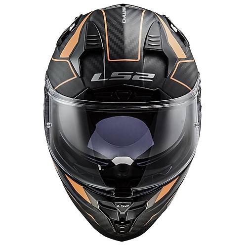 LS2 Challenger C Karbon Grid Mat Karbon-Gold Kapal Kask