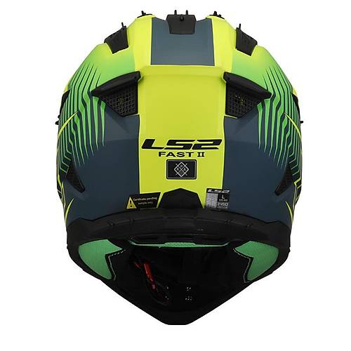 LS2 Fast 2 Duck Kros Kask Yeil Neon Sar