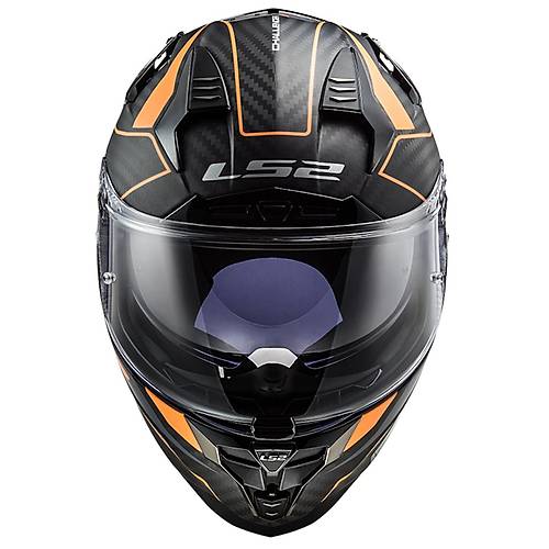 LS2 Challenger C Karbon Grid Mat Karbon-Turuncu Kapal Kask