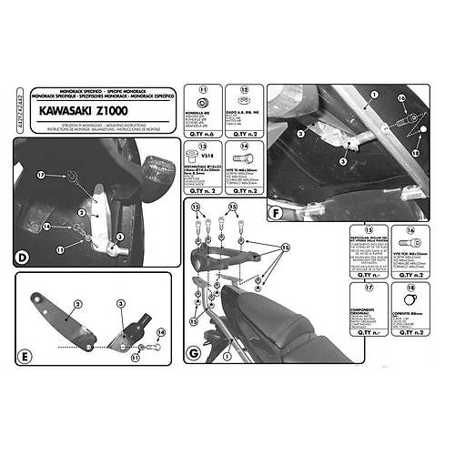 GIVI 442FZ KAWASAKI Z 1000 (03-06) ARKA �ANTA TA�IYICI