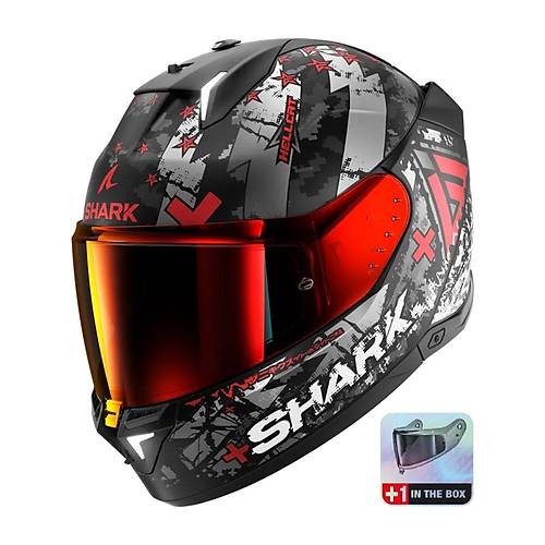 SHARK SKWAL i3 HELLCAT MAT SYAH GR KIRMIZI KAPALI KASK