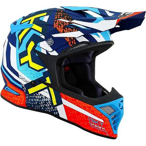 KYT SKYHAWK KASK HYPERFLOW MATT LIGHT BLUE / RED