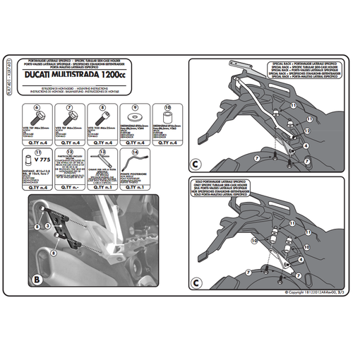 GIVI PLR7401 DUCATI MULTISTRADA 1200 (10-14) YAN �ANTA TA�IYICI