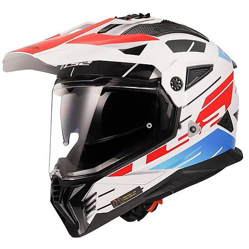 LS2 Pioneer 2 Namib Beyaz-Mavi-Krmz Cross Kask