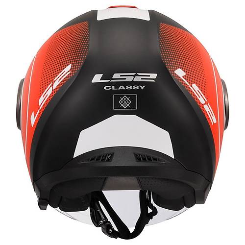 LS2 CLASSY DISKO MAT S�YAH-KIRMIZI-BEYAZ KASK