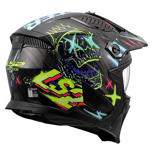 LS2 Drifter Razy Siyah-Mavi Cross Kask