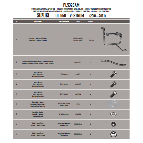 GIVI PL532CAM SUZUKI DL 650 V-STROM (04-11) YAN �ANTA TA�IYICI