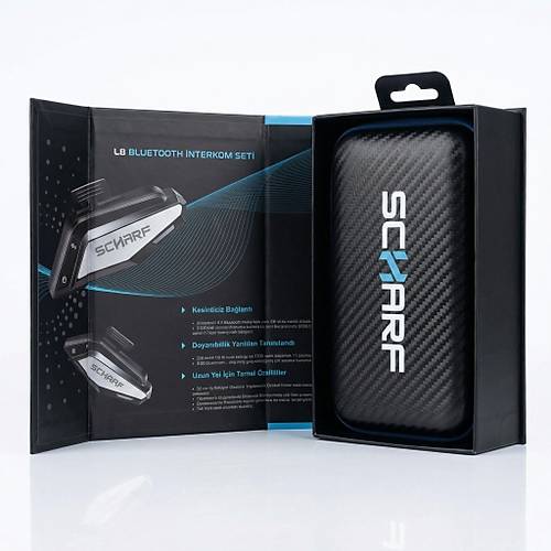 Scharf L8 PRO Mega Bass 2. Nesil Bluetooth 5.4 Motosiklet Intercom | 2 Ki�ilik |