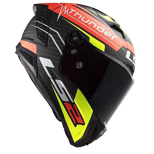 LS2 Thunder Karbon Attack Mat Krmz-Neon Sar Kapal Kask