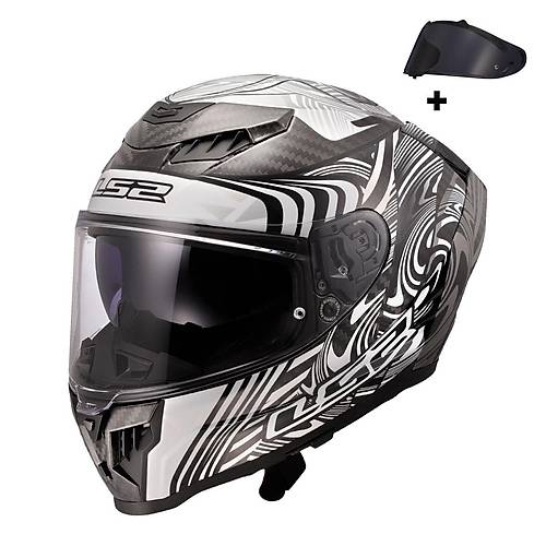 LS2 DRAGON KARBON ENTHUM SYAH-GR KASK