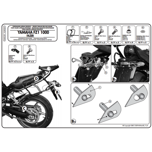 GIVI PLXR359 YAMAHA FZ1 FAZER 1000 (06-15) YAN �ANTA TA�IYICI