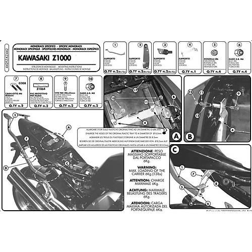 GIVI 442FZ KAWASAKI Z 1000 (03-06) ARKA �ANTA TA�IYICI