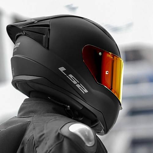 LS2 RAPID 2 R MAT SYAH MOTOSKLET KASKI IRIDIUM KIRMIZI VE EFFAF VZR + SPOLER