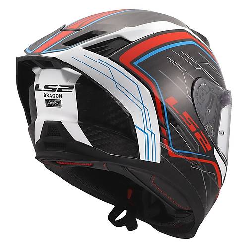 LS2 DRAGON KARBON SUBIC BEYAZ-MAV�-KIRMIZI KASK