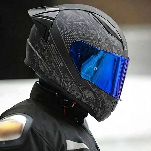 Ls2 Rap�d 2 Race Crypt Mat Siyah Kask (Mavi Viz�r + Spoiler)