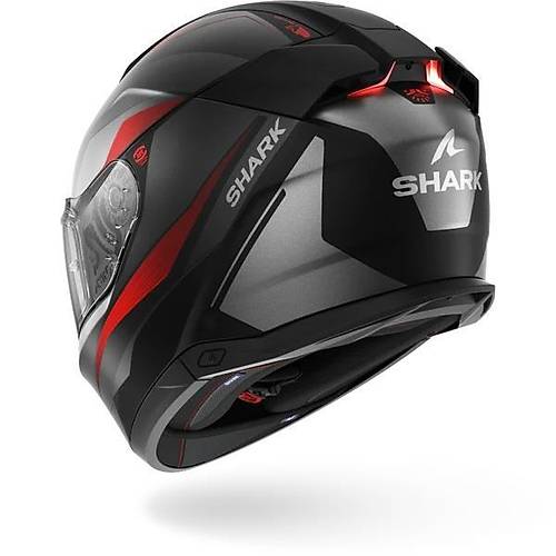 SHARK SKWAL �3 MEKARIUM MAT S�YAH GR� KIRMIZI KAPALI KASK