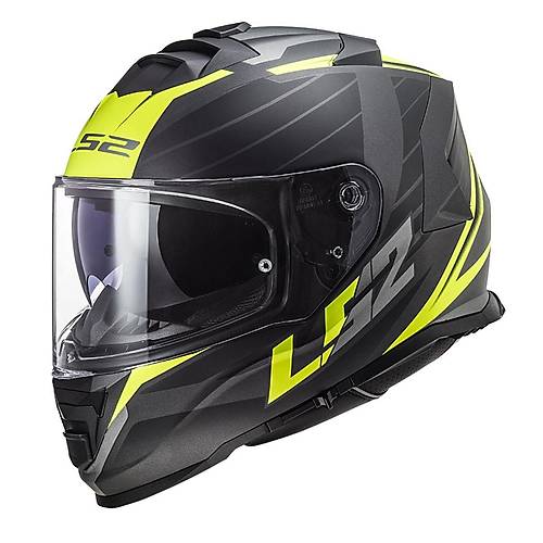 LS2 Storm 2 Nerve Mat Siyah-Neon Sar Kapal Kask