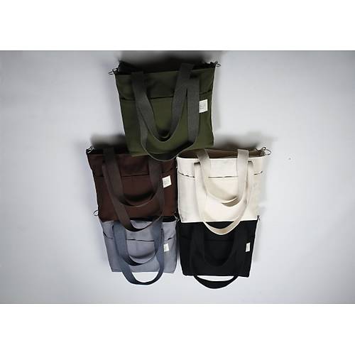 Kanvas College Totebag (Bej) - (Fermuarlı)