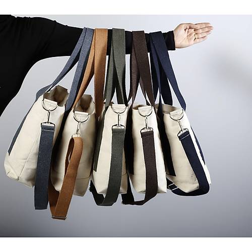 Kanvas Crossbody Bag(Renkli Askılı)-(Fermuarlı)