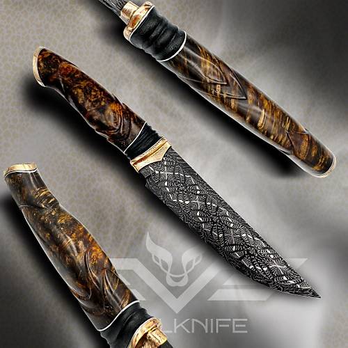 Mozaik Damascus �elik El Yap�m� �zel B��ak � Amboyna K�k Kabza & Makumagane Detayl�