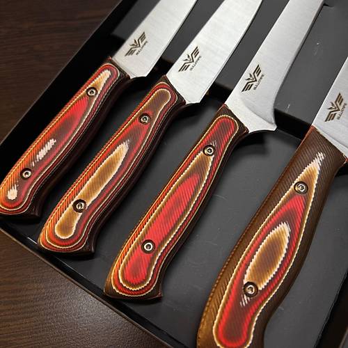 Bull Knife Handmade Elegance 4�l� Mutfak B��ak Seti � 4116 Paslanmaz �elik & Verzalit Kabza Profesyonel �ef Seti
