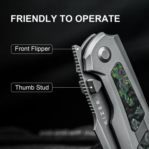 Kizer Feweed | S90V �elik | Titanyum & Fat Carbon (Toxic Storm) Sap | KizerB�
