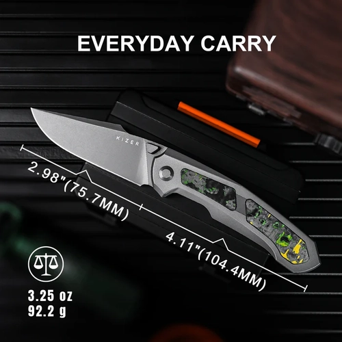 Kizer Feweed | S90V �elik | Titanyum & Fat Carbon (Toxic Storm) Sap | KizerB�