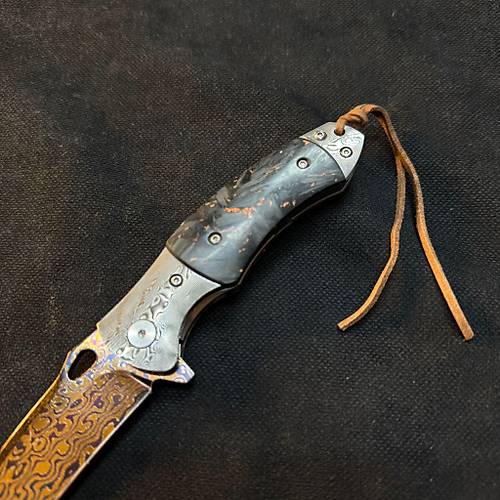 Timascus & Carbon Fiber Flipper �ak� | ��ten Kilitli Premium EDC B��ak