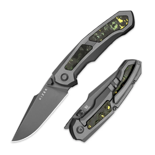 Kizer Feweed | S90V �elik | Titanyum & Fat Carbon (Toxic Storm) Sap | KizerB�