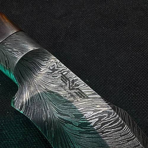 El Yap�m� Ku� T�y� Damascus Integral Bowie B��a�� | Demir A�ac� Kabza | 30 cm Koleksiyon Eseri
