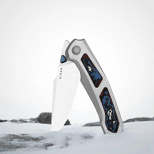 Kizer Feweed XL | S90V | Harpoon Blade | Titanium & Fat Carbon Nebula | KizerB�